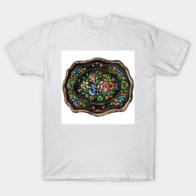 Traditional russian folk print zhostovo tray T-Shirt by Melniklenart